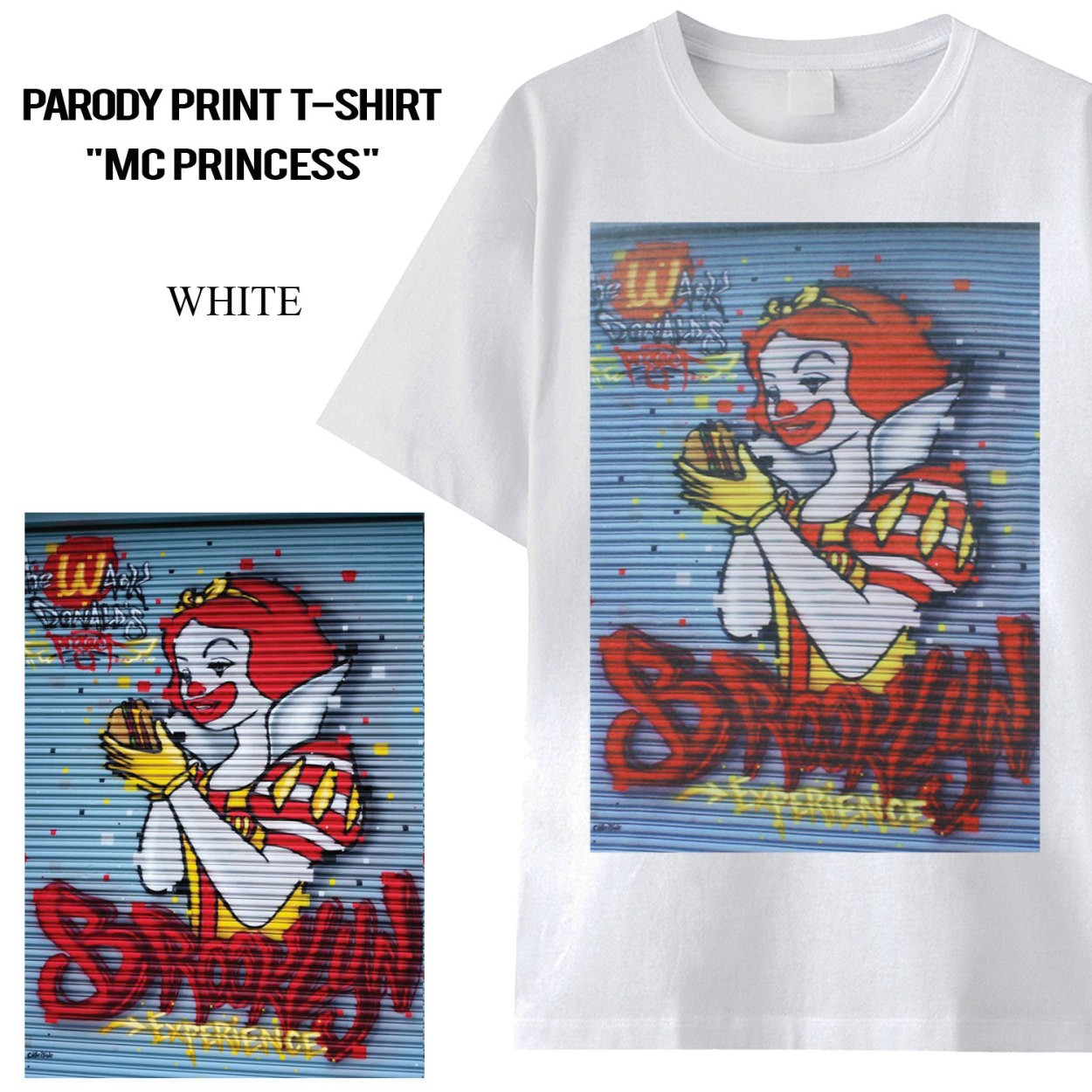 男女兼用 ユニセックス パロディ プリント Tシャツ Mc Princess ドナルド プリンセス ロナルド マクドナルド 3704mt058 3704mt058 Black Rebel Online Store 通販 Yahoo ショッピング