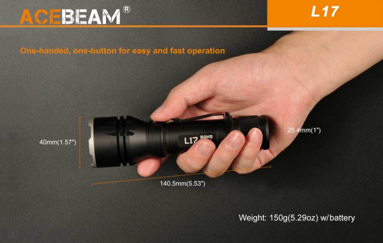 ACEBEAM L17 LEDハンディライトエースビーム ブラック 充電式