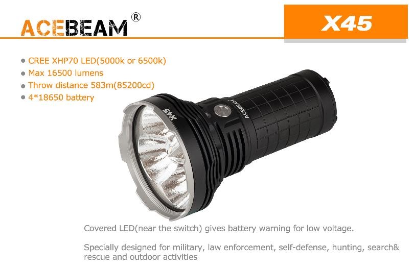 ACEBEAM X45 II LEDハンディライトエースビーム ブラック 充電式 防水