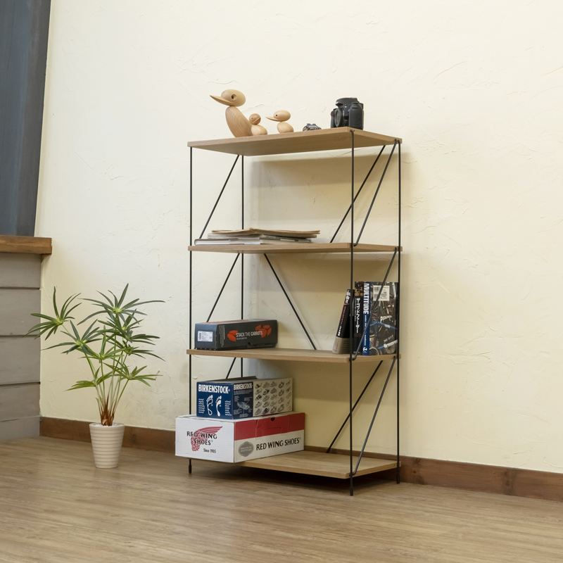 ナチュラルウッドの オープンシェルフ 　飾り棚　4段　アンティークレトロ アンティーク オープン シェルフ『 Vintage Shelf 』H860 4段