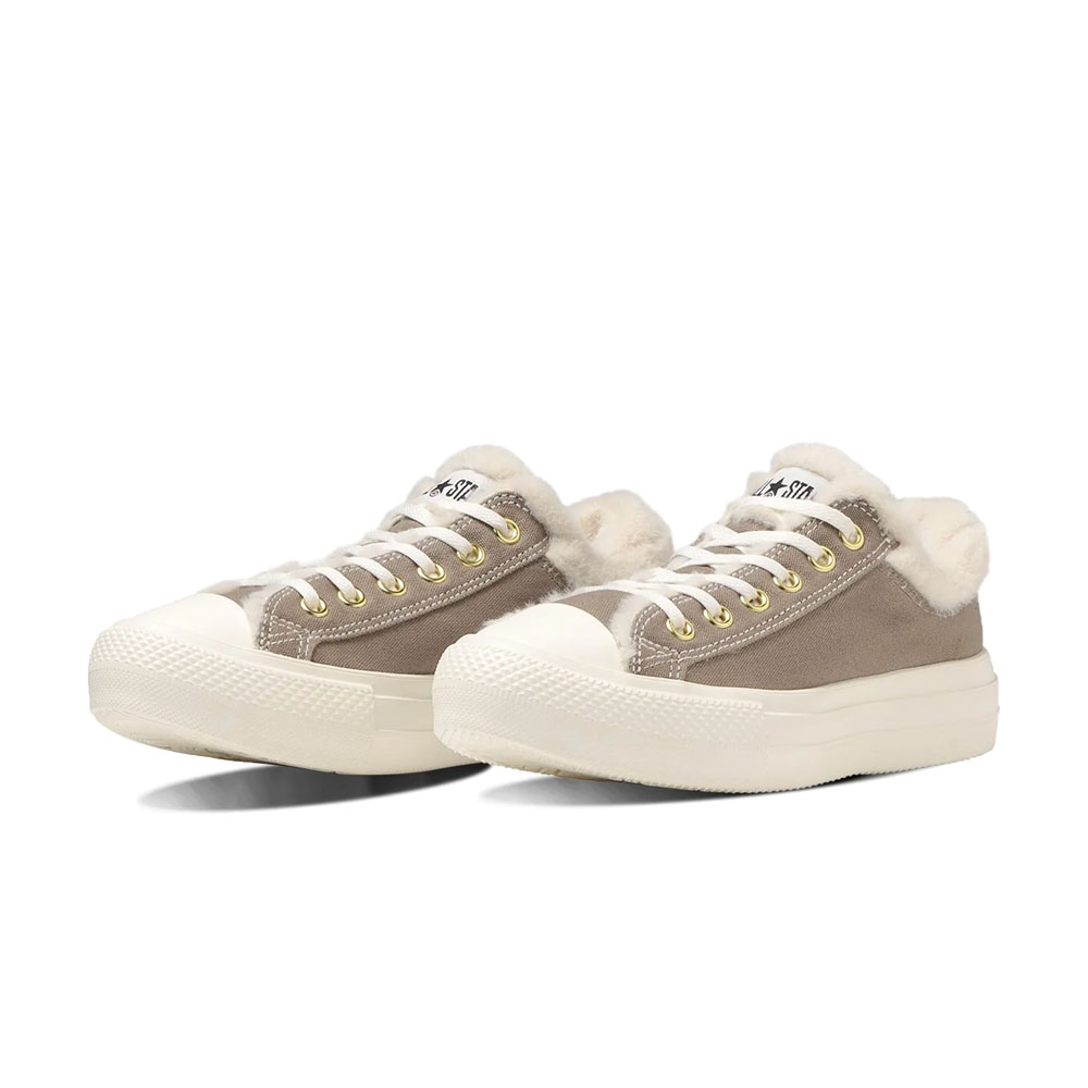 コンバース オールスター ライト PLTS ボアカラー OX CONVERSE ALL STAR LIGHT PLTS BOACOLLAR OX レディース スニーカー 全3色 ブラック  クリーム グレージュ 22.5-25.0cm ALL STAR LIGHT コンバース オールスター ライト PLTS ボアカラー OX