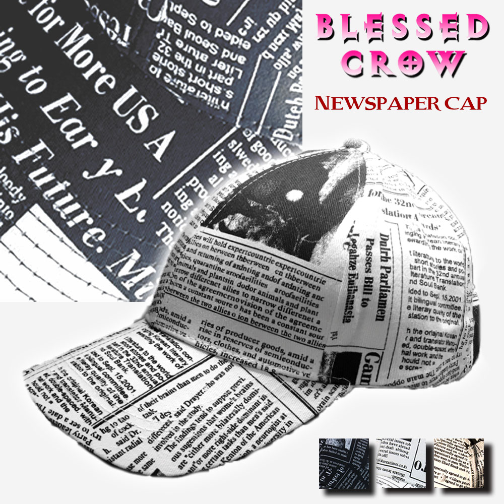 帽子 春夏 柄 キャップ メンズ 英字新聞 英語 総柄 NewsPaperCap