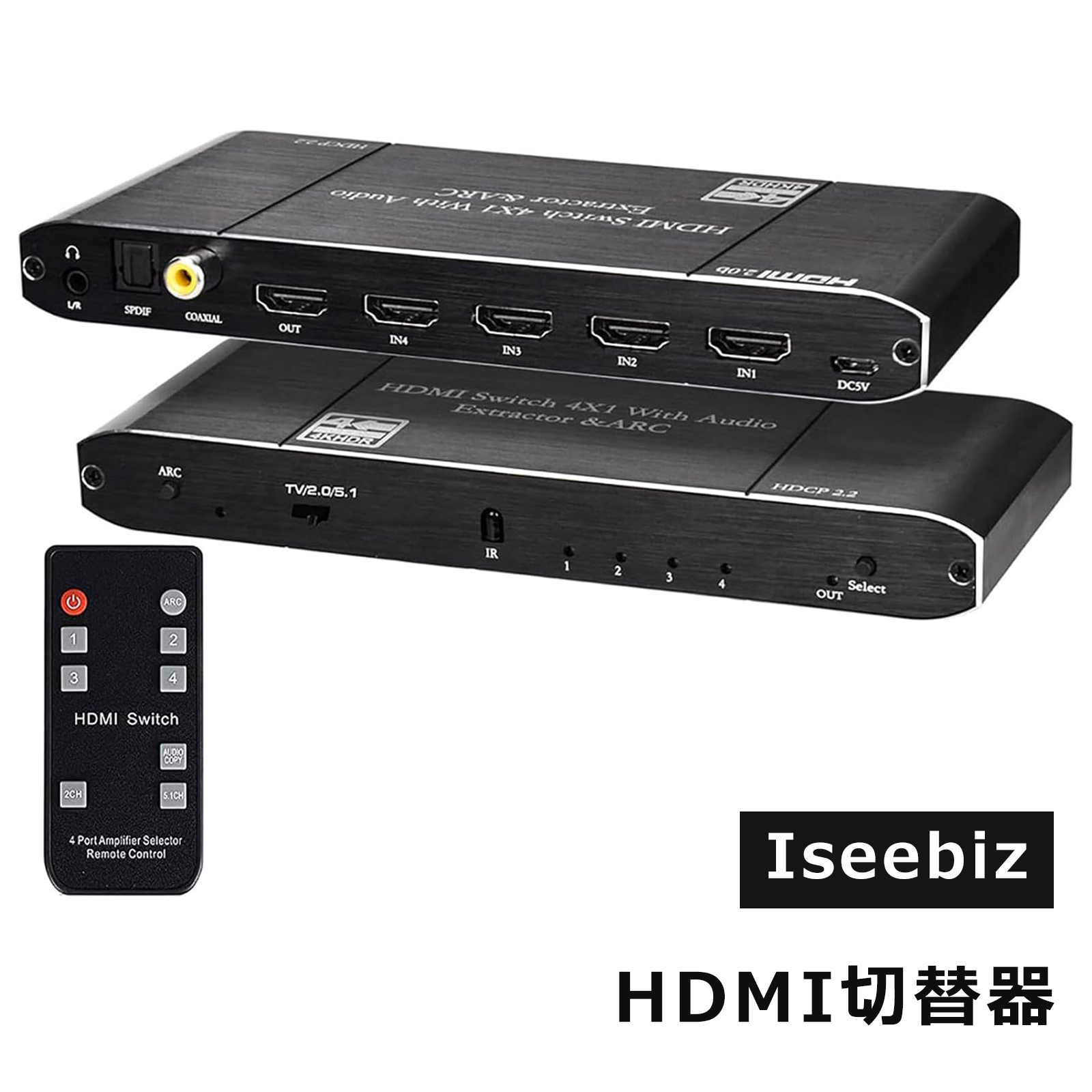 HDMI切替器 4入力1出力 4k60HZ HDR対応 HDMI2.0 HDCP2.2 自動
