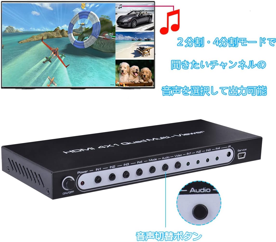 14-15日限定10倍P付] ES-Tune HDMI画面分割器 マルチビューワー 画面