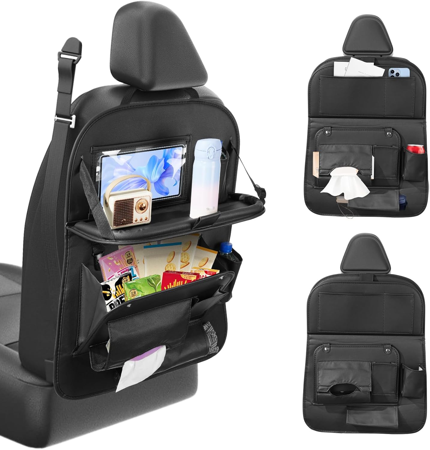 車用シートバックポケット PU素材 後部座席収納バッグ カーシート