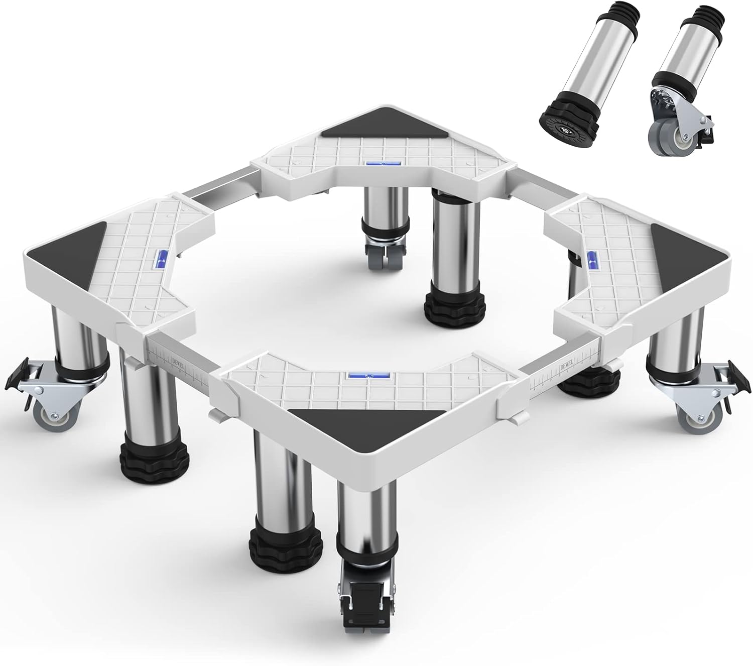 洗濯機 台 DEWEL 冷蔵庫置き台 手回し組み立て 口型鋼管4本式 かさ上げ 昇降可能 奥行/幅42-67.5cm 高度調節19.5~21.5cm 減音効果  太いジャッキ 増加キャスター : Better Life Goods Store - 通販 - Yahoo!ショッピング 冷蔵庫置き台 4足 手回し組み立て 耐荷重280KG ネジ不要 口型鋼管4本式 かさ上げ 昇降可能 減音効果 太いジャッキ 高さ調節
