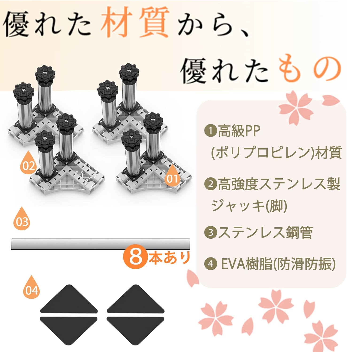 洗濯機 台 DEWEL 冷蔵庫置き台 8足口型...の詳細画像3