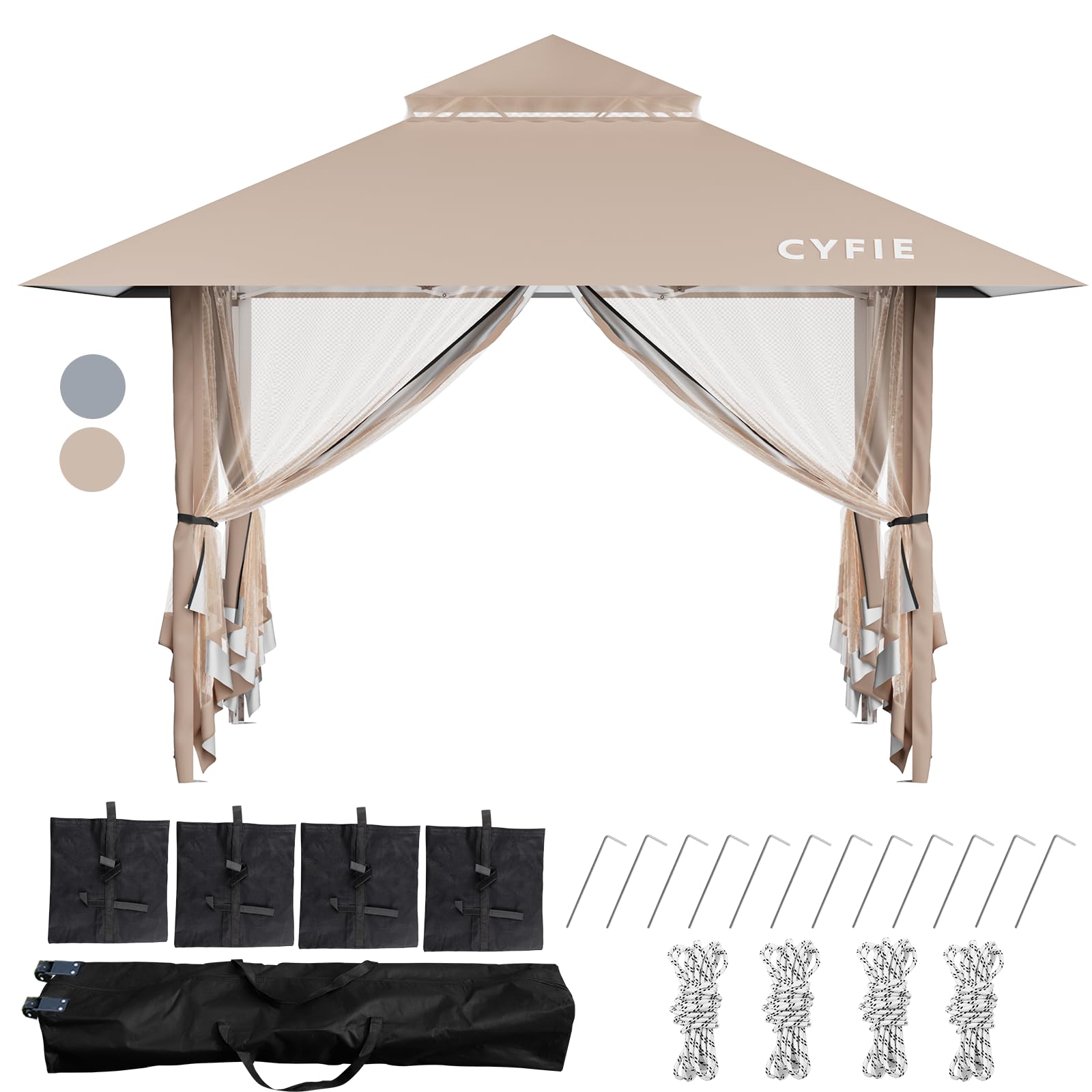 CYFIE タープテント 3m×3m(強化型!) 【2025年センターワンタッチ