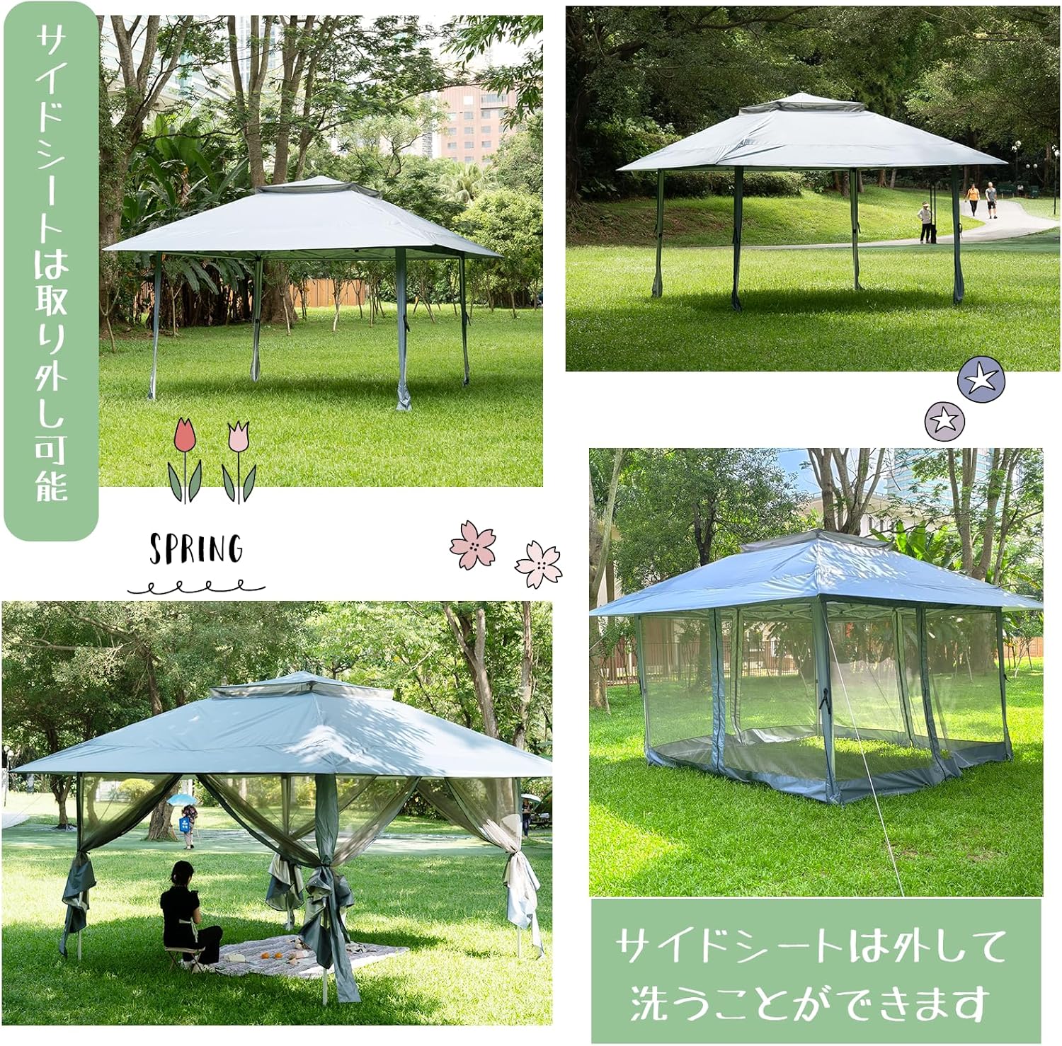 CYFIE 3x3m タープシェード 耐水 遮光 UVカット率99% カーキ CYFIE タープテント 3m×3m(強化型!) 【2025年センターワンタッチ