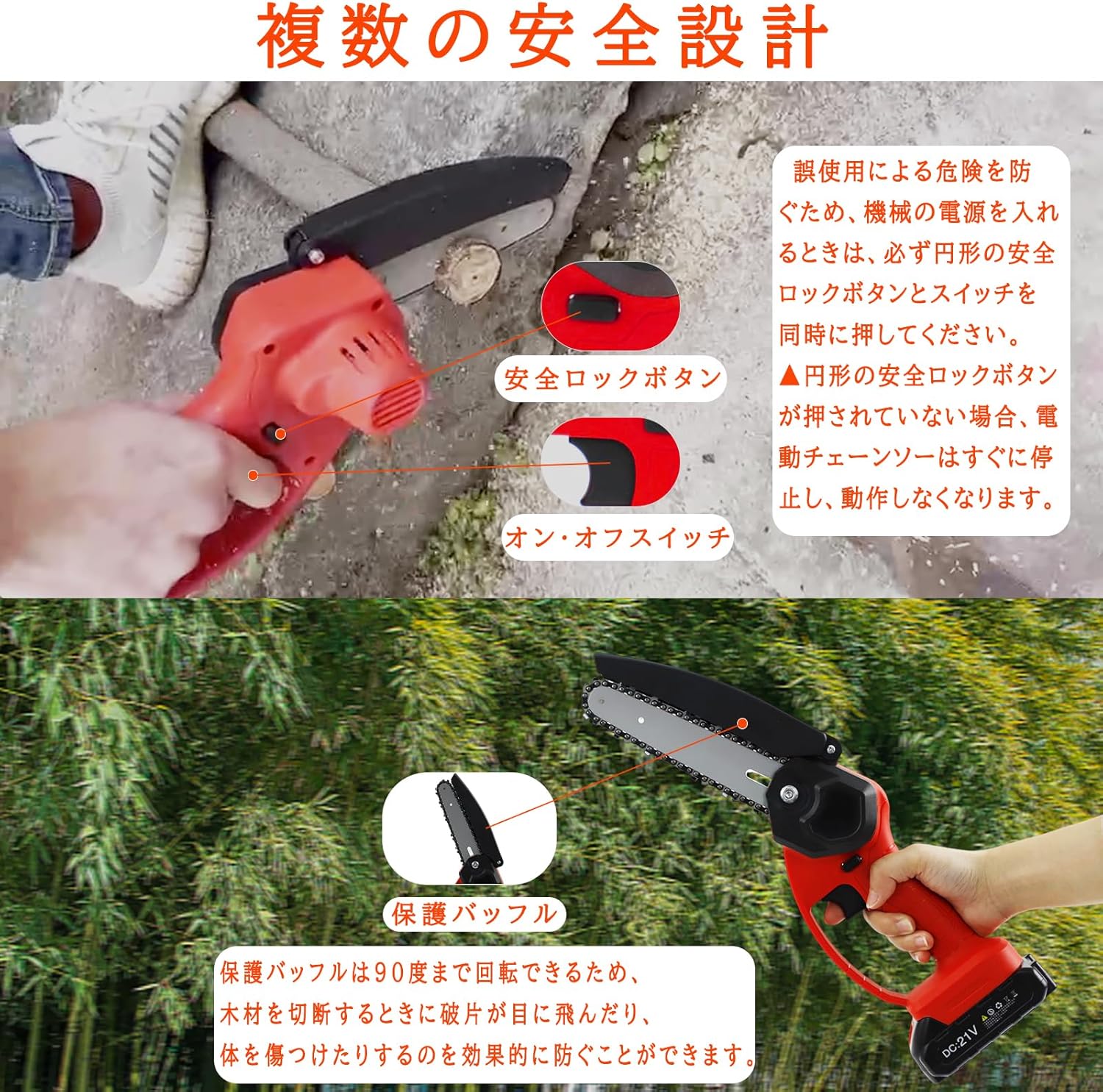 Iseebiz 電動ノコギリ チェーンソー 充...の詳細画像4