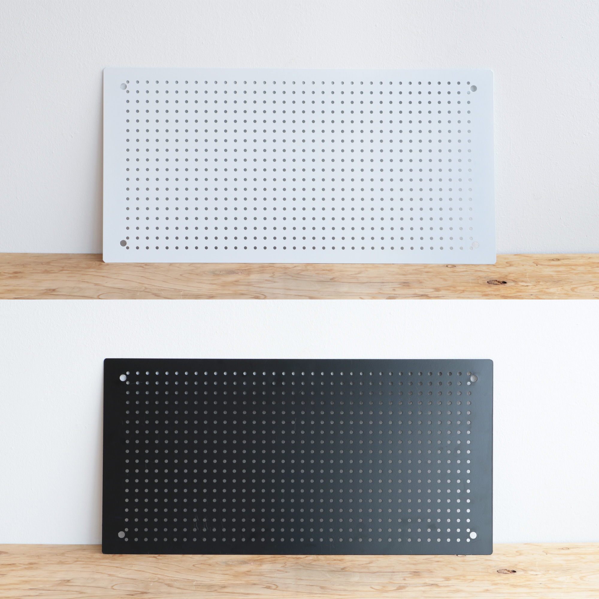 有孔ボード 2枚セット マグネットボード 壁掛け 卓上 パンチングボード ペグボード 60×30cm 磁石 壁 ボード スチール製 卓上ボード 白 黒 Solid (ソリッド) | ブランド登録なし | 03