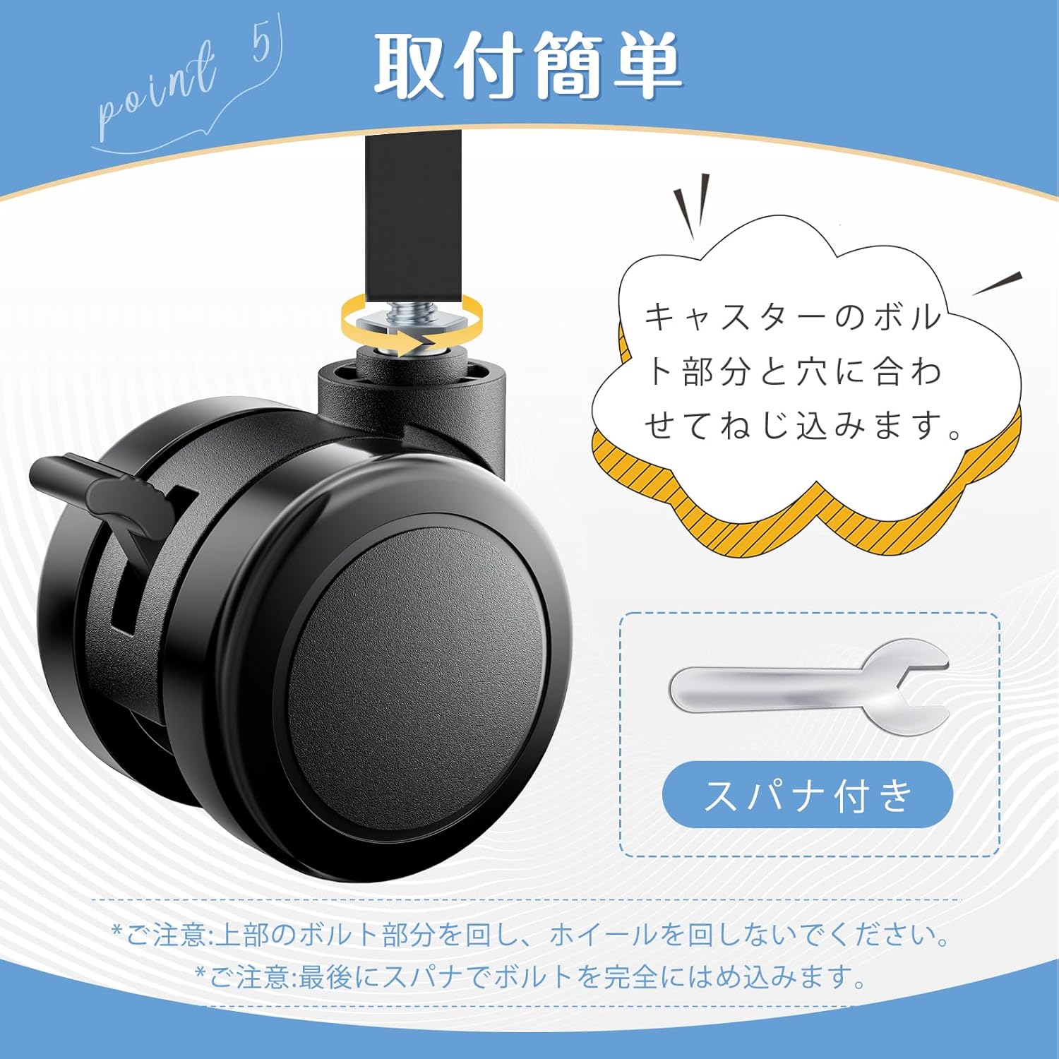 静音キャスター ネジ式キャスター M8 4個 ...の詳細画像4