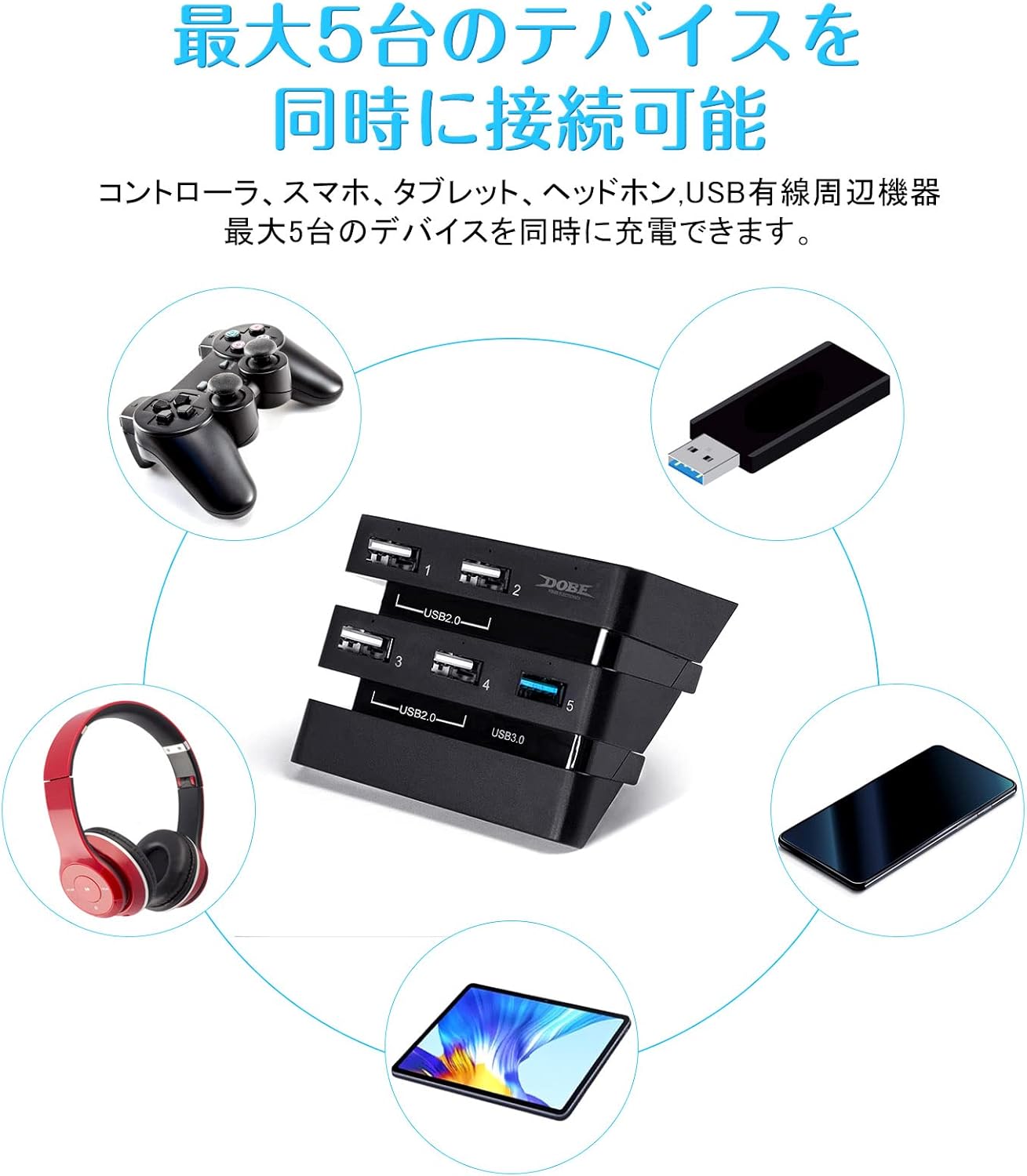 DEWEL PS4pro usbハブ USB3...の詳細画像3