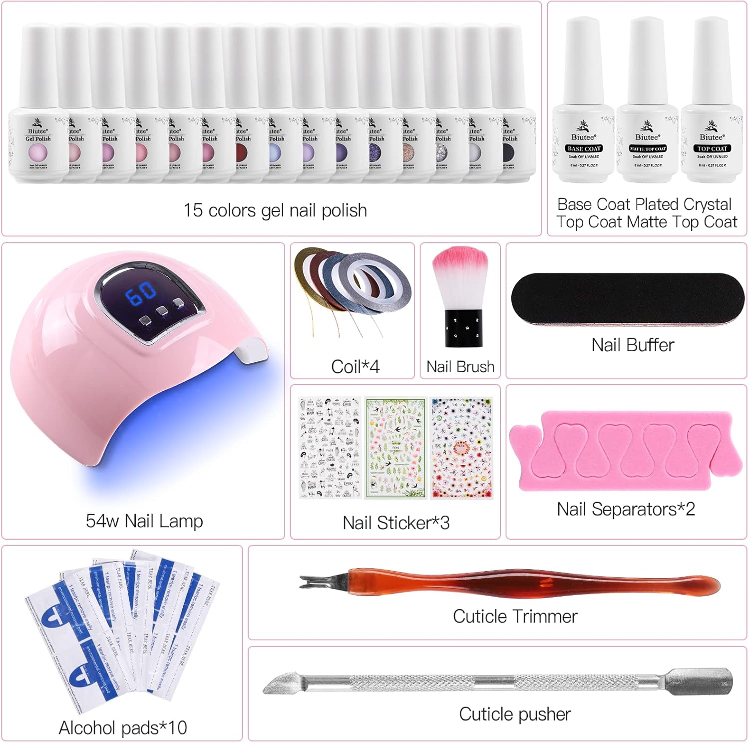 ジェルネイル セット スターターキット カラージェル 15色セット 8ml