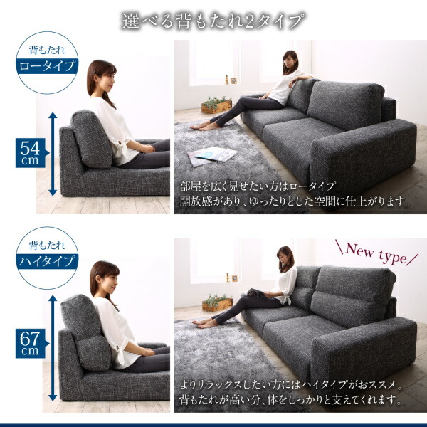 新春セール フロアソファ ハイバック フロアソファー ローソファ ローソファー 2人掛け 3人掛け ソファ ソファー オットマン セット スリム肘 ハイタイプ 2P 【2856255383】(18684円)