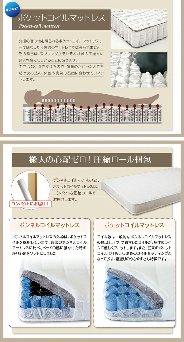 家族で寝られるホテル風モダンデザインベッド 国産ボンネルコイル 