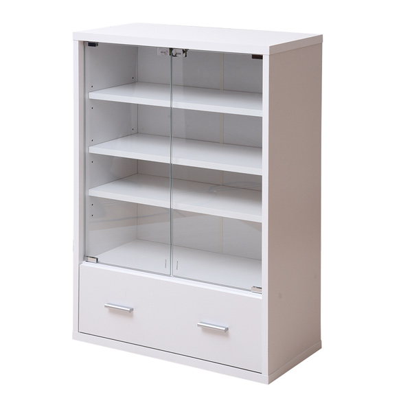 ガラスキャビネット 幅60cm 本棚 引出し付 ボックスラックシリーズ