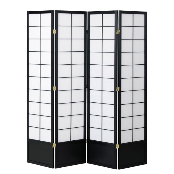 和風衝立/パーテーション 4連 ナチュラル 幅450×奥行20×高さ1800mm
