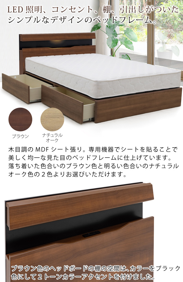 ベッド ダブルベッド フレームのみ ベッドフレーム ダブル 収納付き