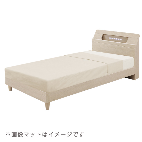 ベッド シングルベッド マットレス付き ベッドフレーム 棚付き LEDライト付き 照明付き コンセント付き 布張り床板 シンプル モダン