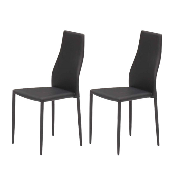 ダイニングチェア 2脚セット ダイニングチェアー ソフトレザー スチール スタッキング ハイバック 完成品 スタイリッシュ おしゃれ ブラック ホワイトアイボリー