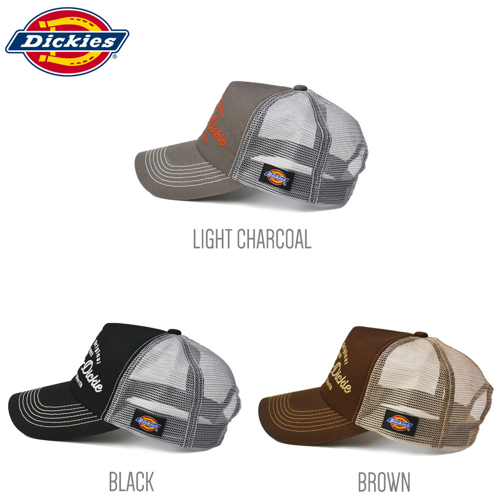 Dickies ブラック キャップ SKATEBOARD刺繍 Dickies（ディッキーズ） 刺繍ロゴ メッシュキャップ（キャップ