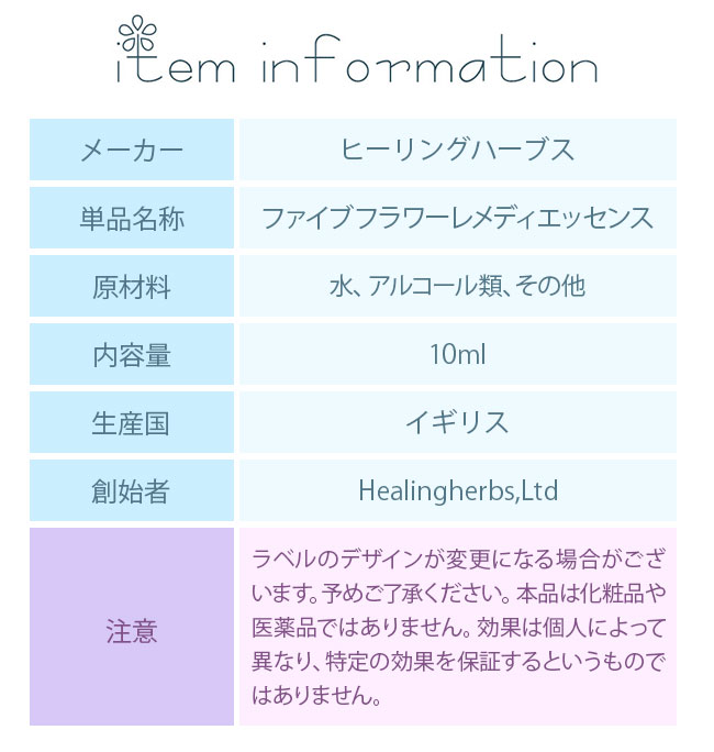 フラワーエッセンス ヒーリングハーブス ファイ...の詳細画像2