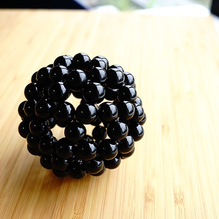 天然石 神聖幾何学 フラーレン モリオン黒水晶 10mm バッキーボール 高
