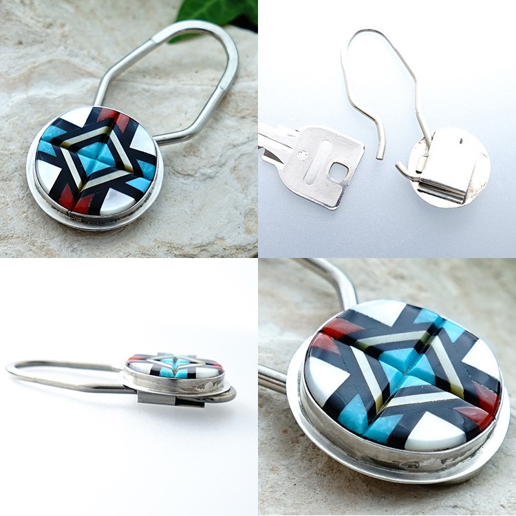 インディアンジュエリー キーホルダー ズニ族 ターコイズ レッド