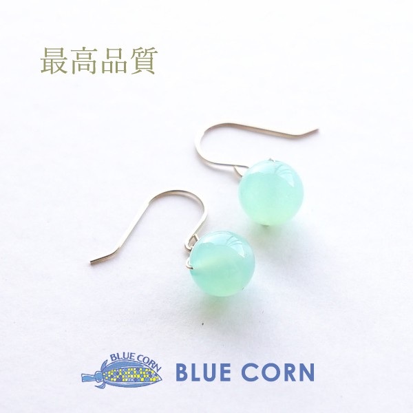 天然石 ピアス K18 18金 最高品質 クリソプレーズ フックピアス 強運  