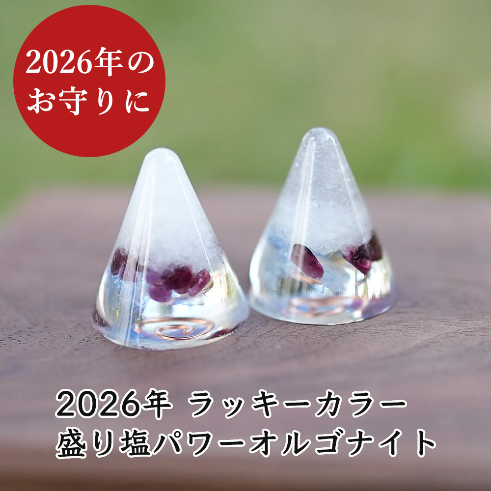 盛り塩 2026年ラッキーカラー ＜2個セット ＋ さざれ水晶25g付き