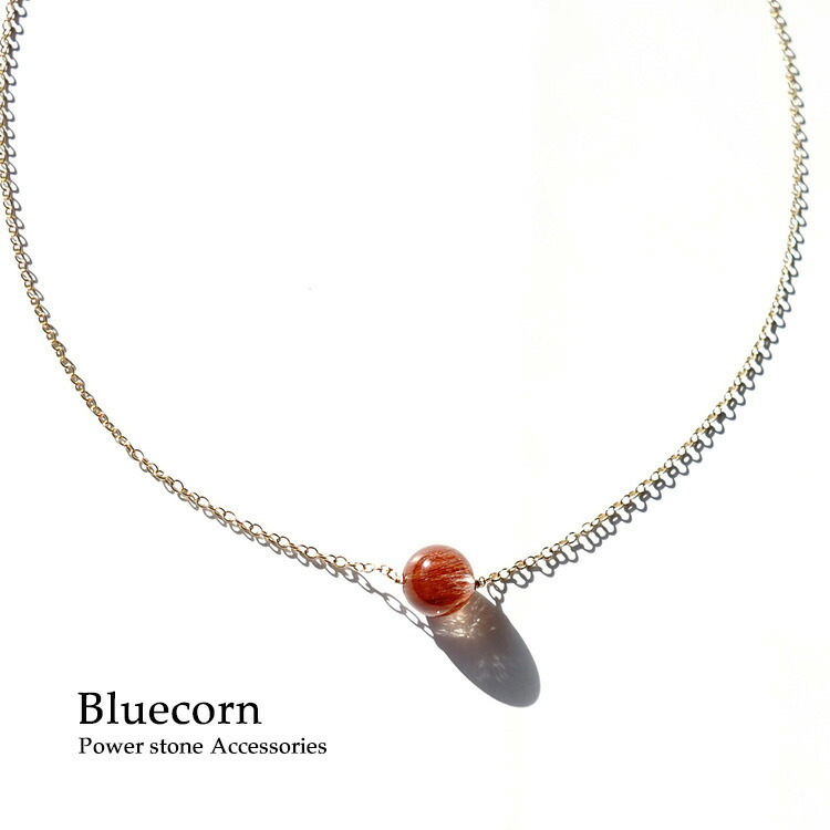 天然石 ネックレス K14GF レッドルチルクォーツ 一粒 10mm