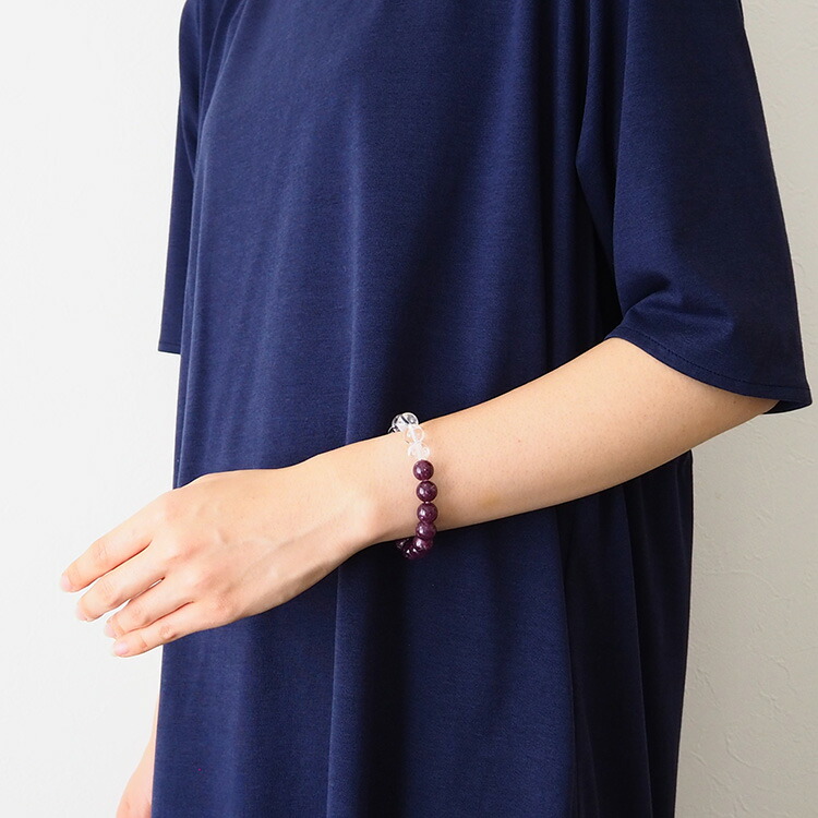 パワーストーン ブレスレット レピドライト & 龍生九子水晶 龍 大粒