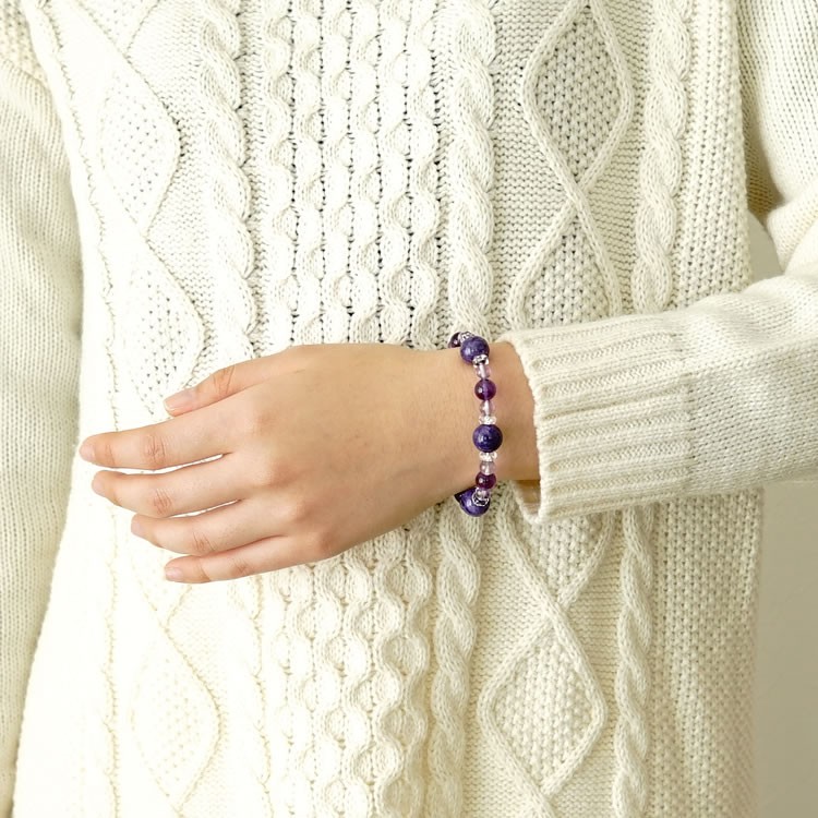 天然石 ブレスレット チャロアイト アメジスト 癒し 幸運 紫 パープル