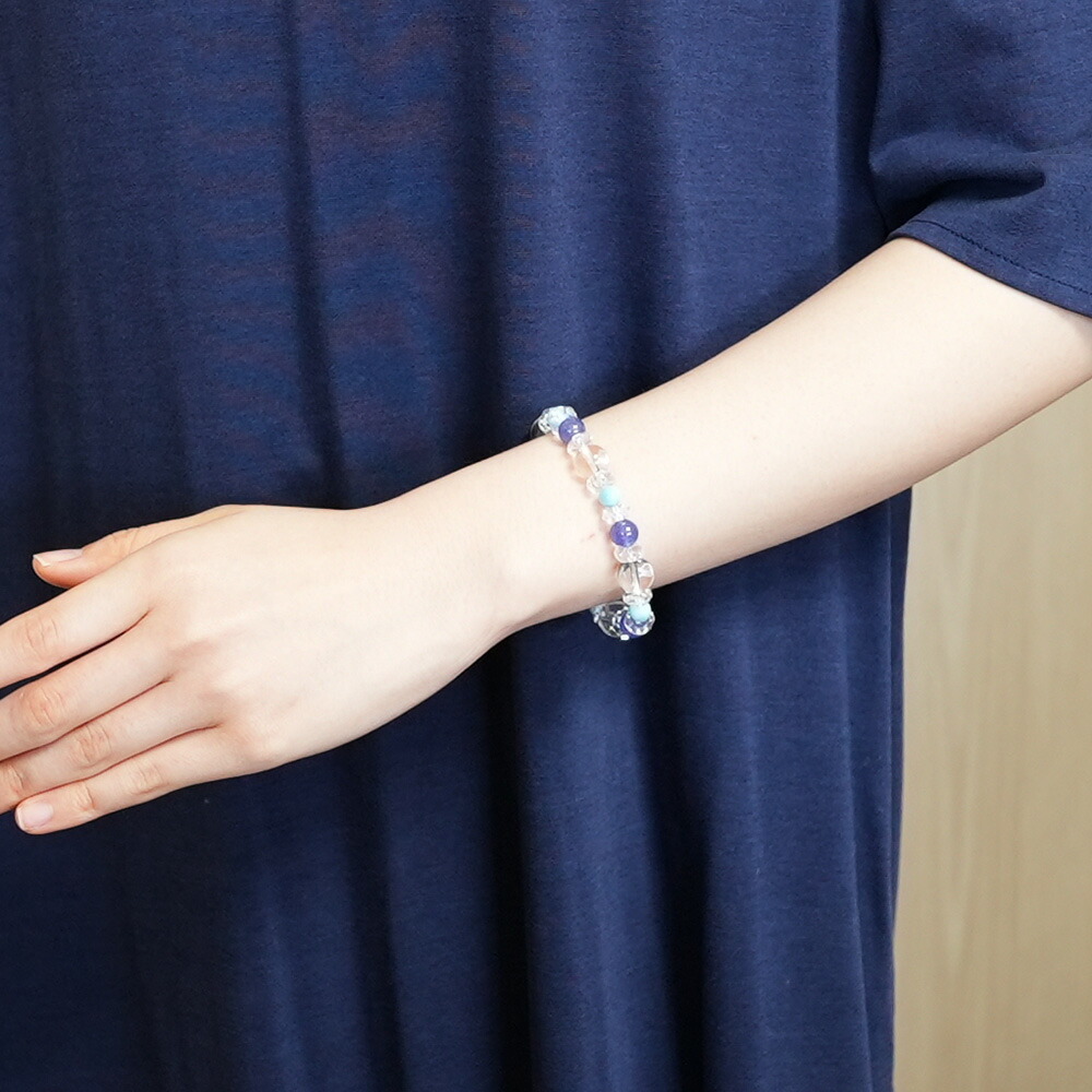 天然石 ブレスレット 高品質 ラリマー タンザナイト ヒマラヤ水晶 大粒