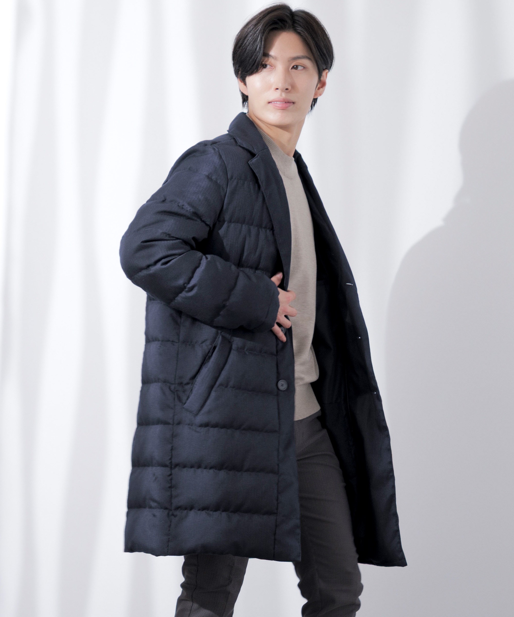 ダウンコート メンズ ビジネス 防寒 チェスターコート ロングコート