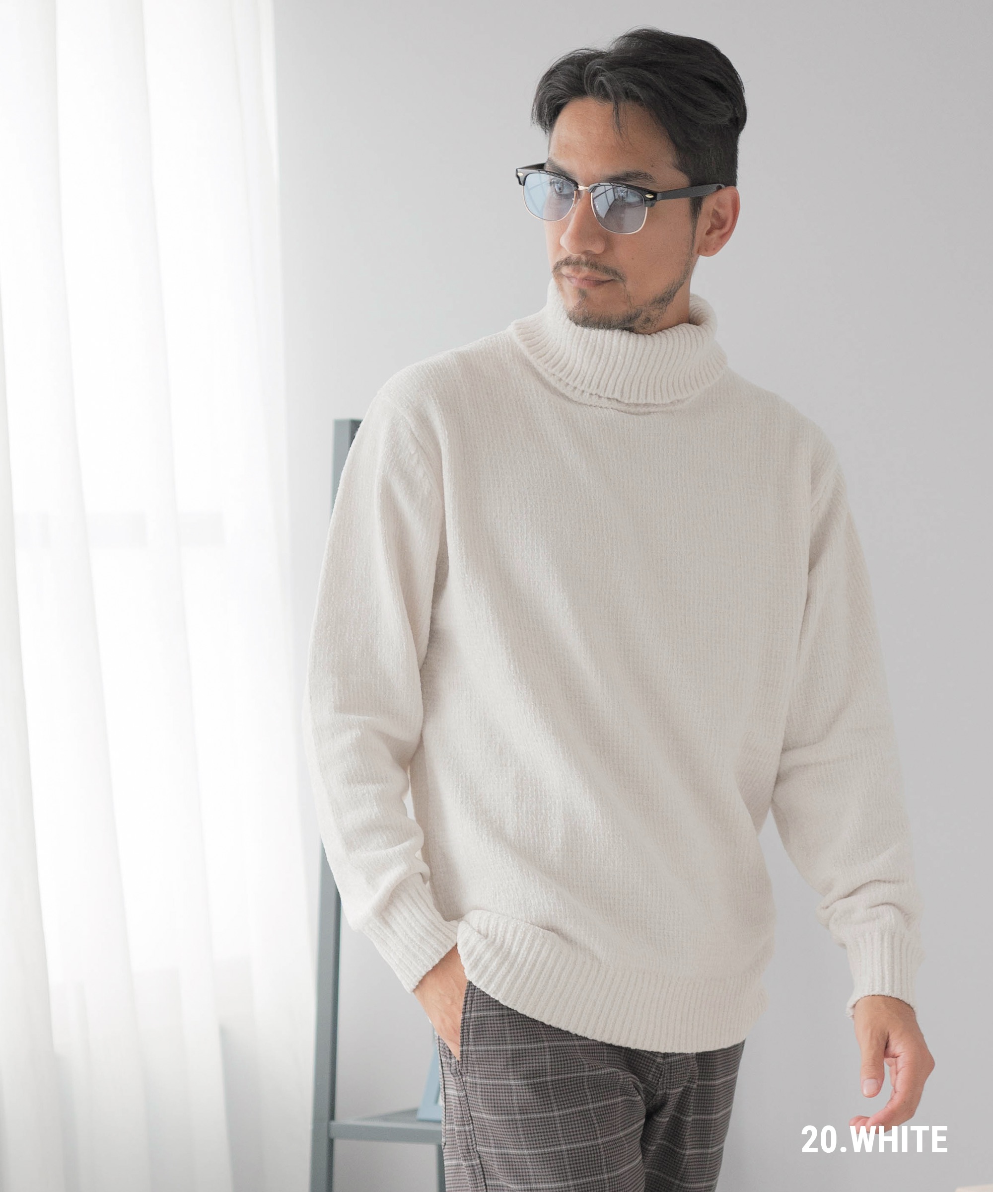 ニット セーター メンズ トップス 洗える タートルネック モールニット