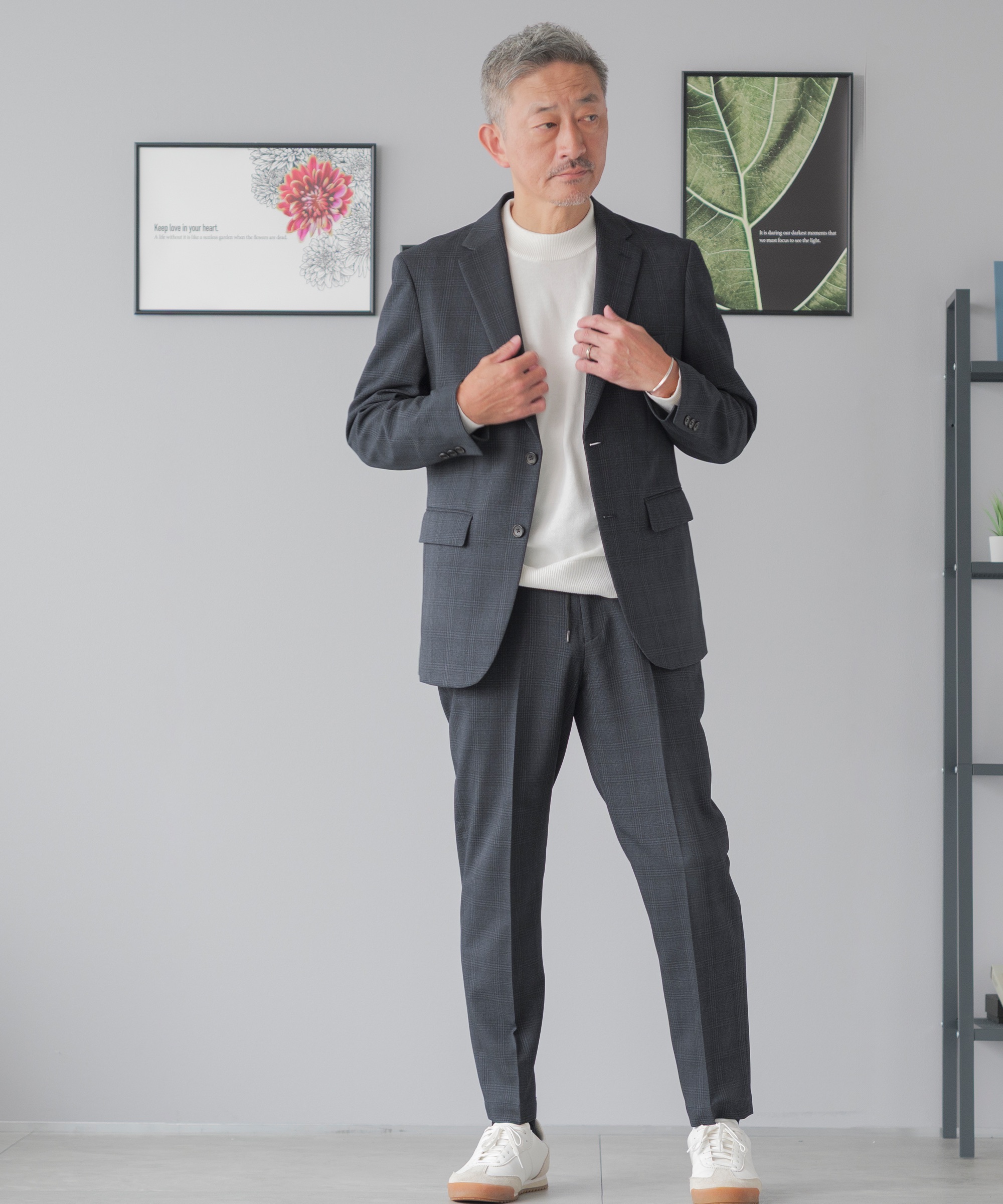 S　モックネック　白、ネイビー　２枚セット(L) リラックスFIT ダブルフェイスモックネック長袖Tシャツ 通販【ニッセン】