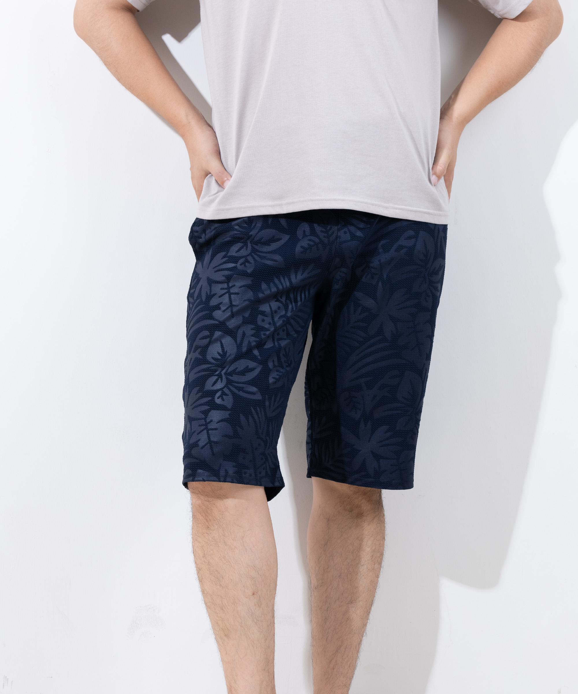 ハーフパンツ メンズ ひざ下 ショートパンツ 無地 柄 プリント 速乾