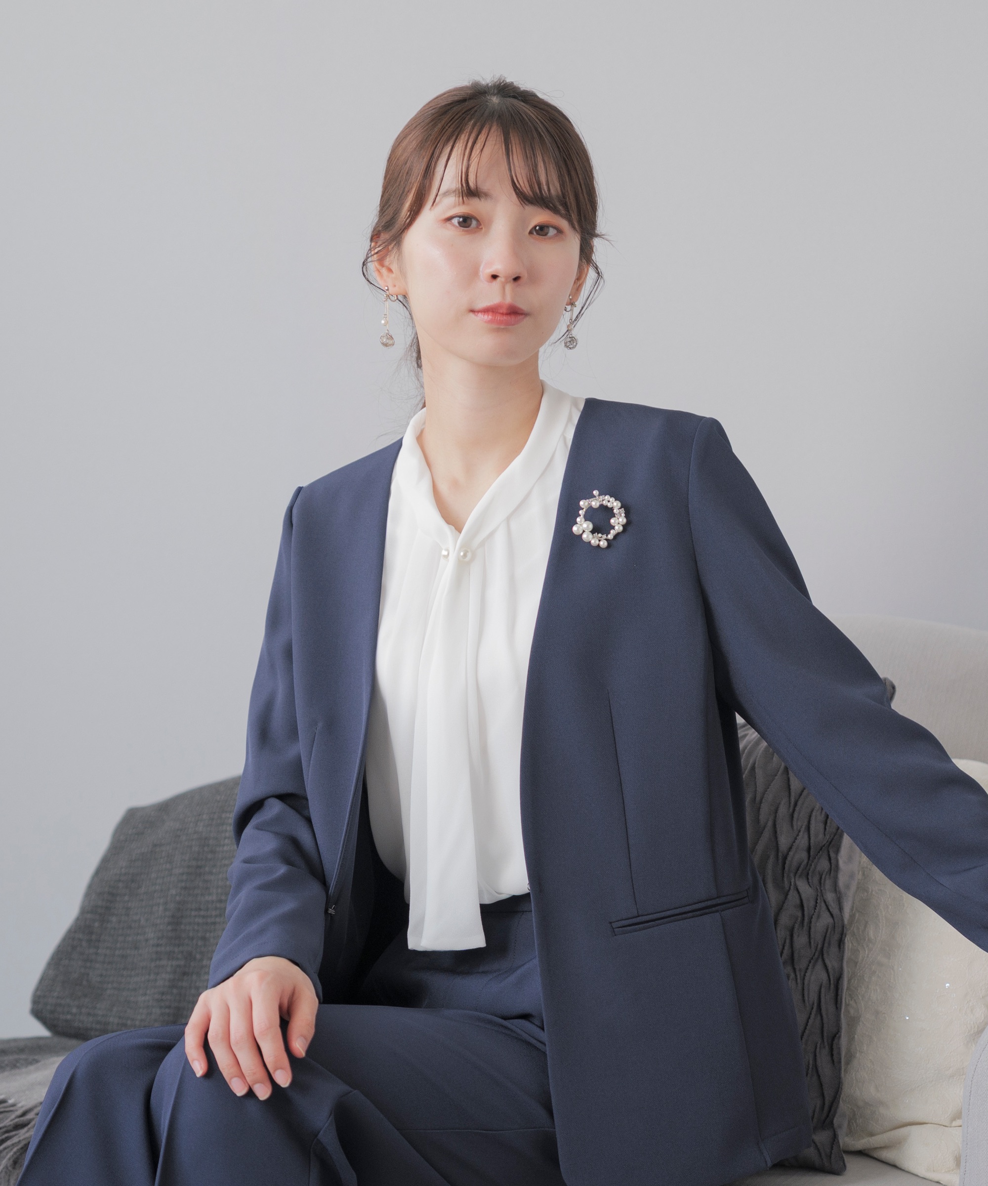 festinalente（フェスティナレンテ） ブラウス ボウタイ 裏起毛 長袖 