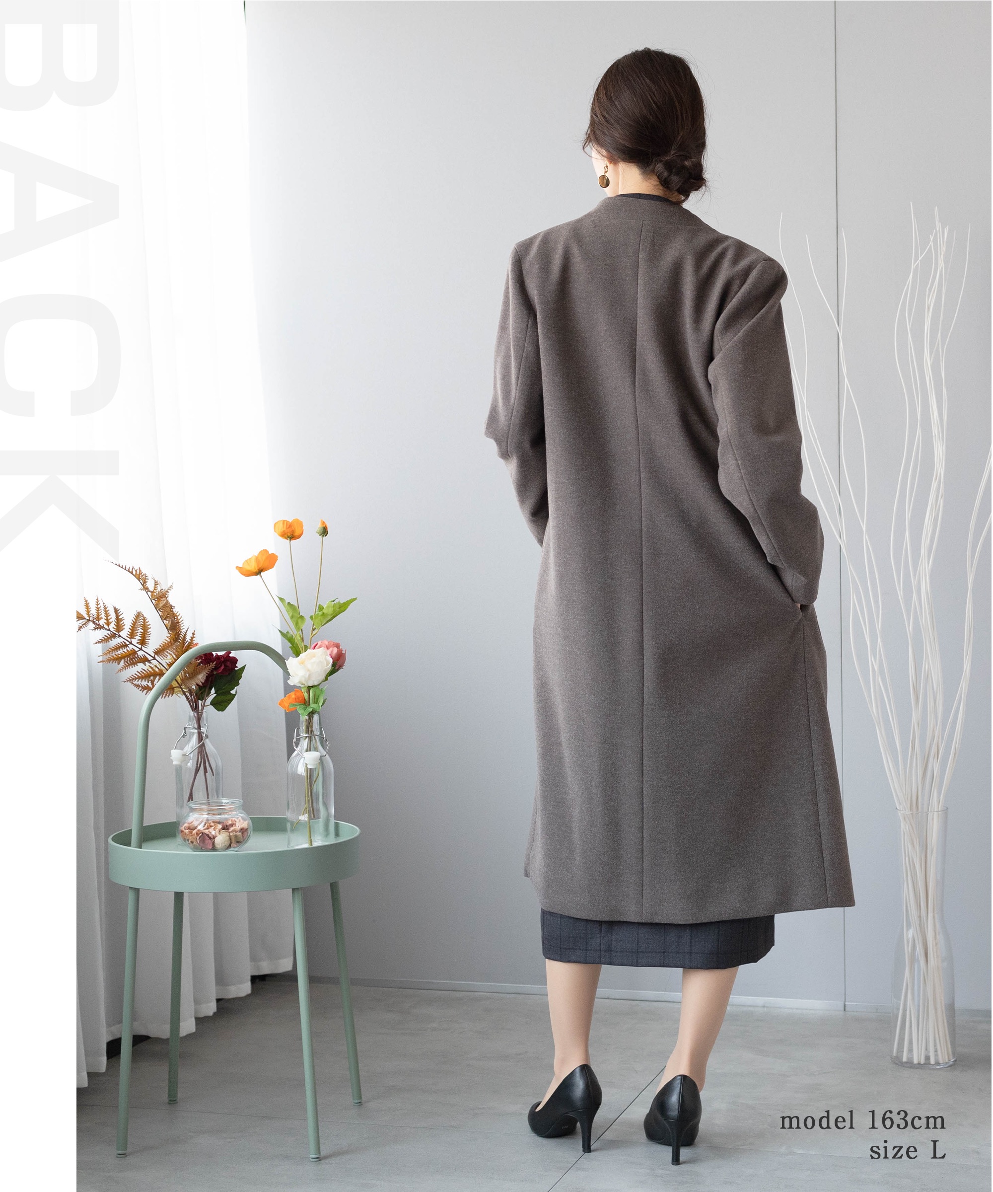 コート レディース ロング ビジネス ノーカラー 入園 入学 卒業 卒園