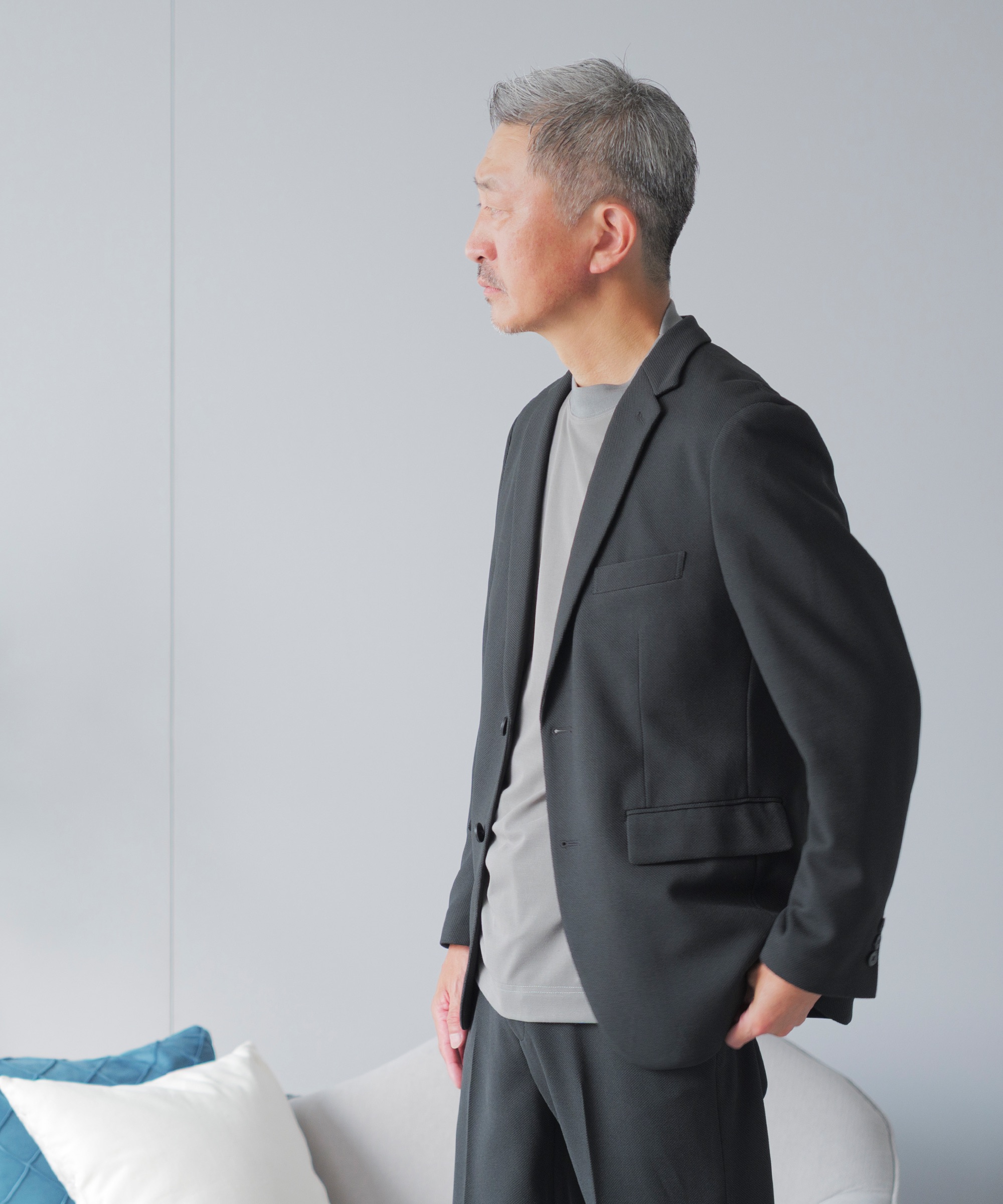 AWC セットアップ メンズ スーツ カジュアルスーツ 冬 バーズアイ