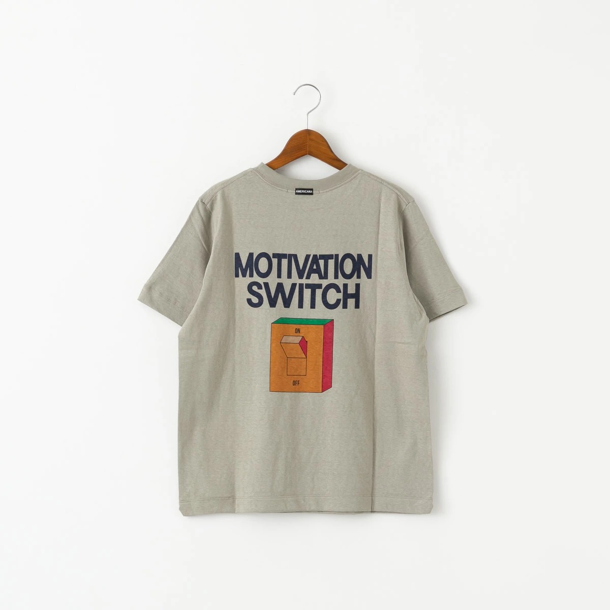 AMERICANA（アメリカーナ） ラフィー丸胴天竺 バックプリント Tシャツ