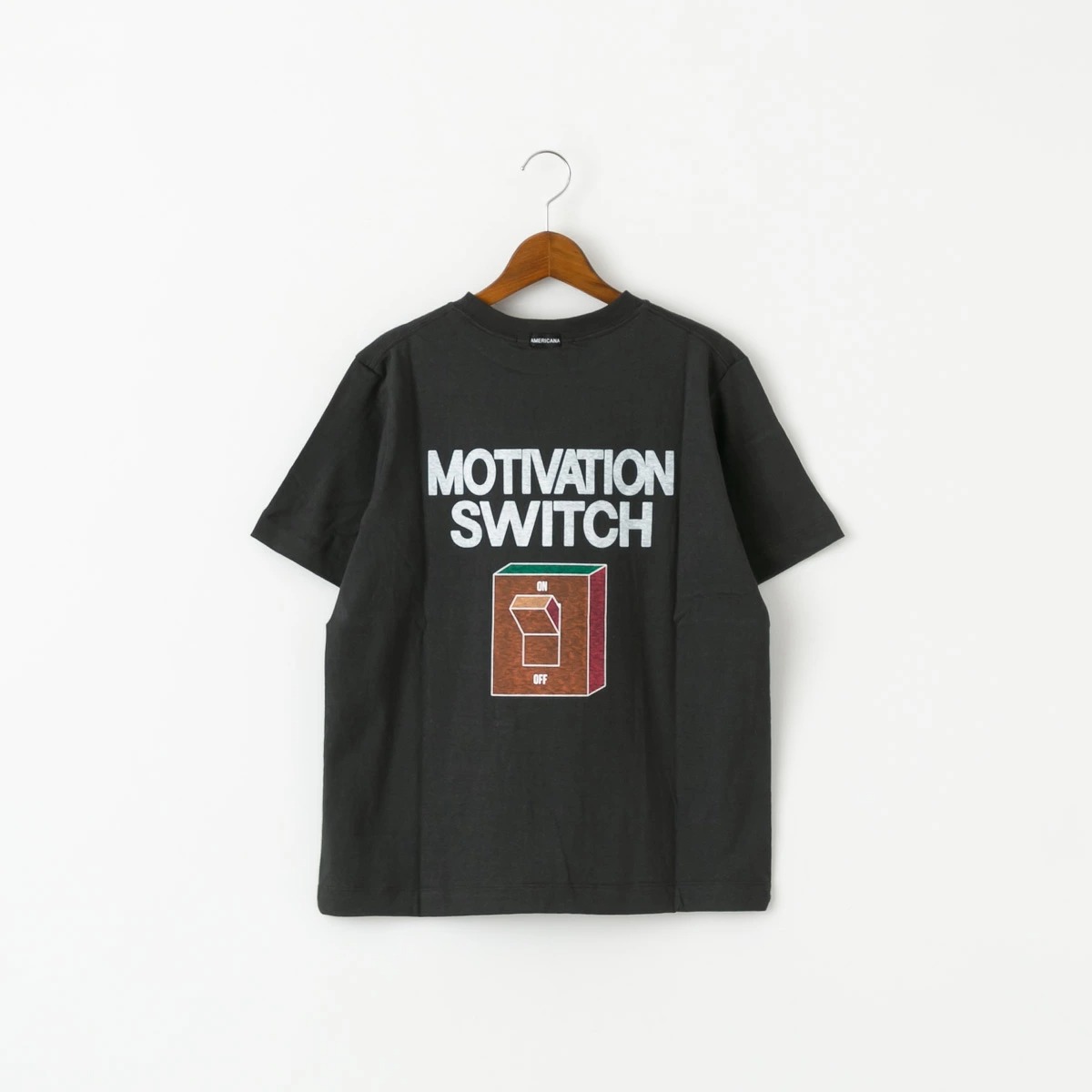 AMERICANA（アメリカーナ） ラフィー丸胴天竺 バックプリント Tシャツ