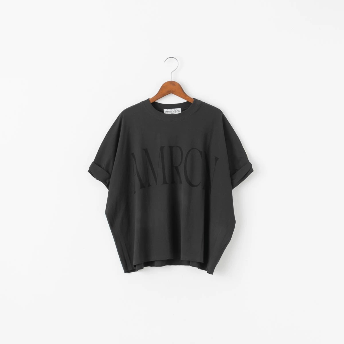 AMERICANA（アメリカーナ） クロップド ワイド ロールアップ ロゴ T