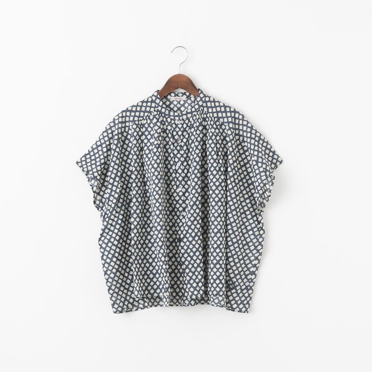 ドミンゴ ブロカント インド プリント フロンセ シャツ 36-323X メール便OK D.M.G Brocante チェック柄 綿の画像