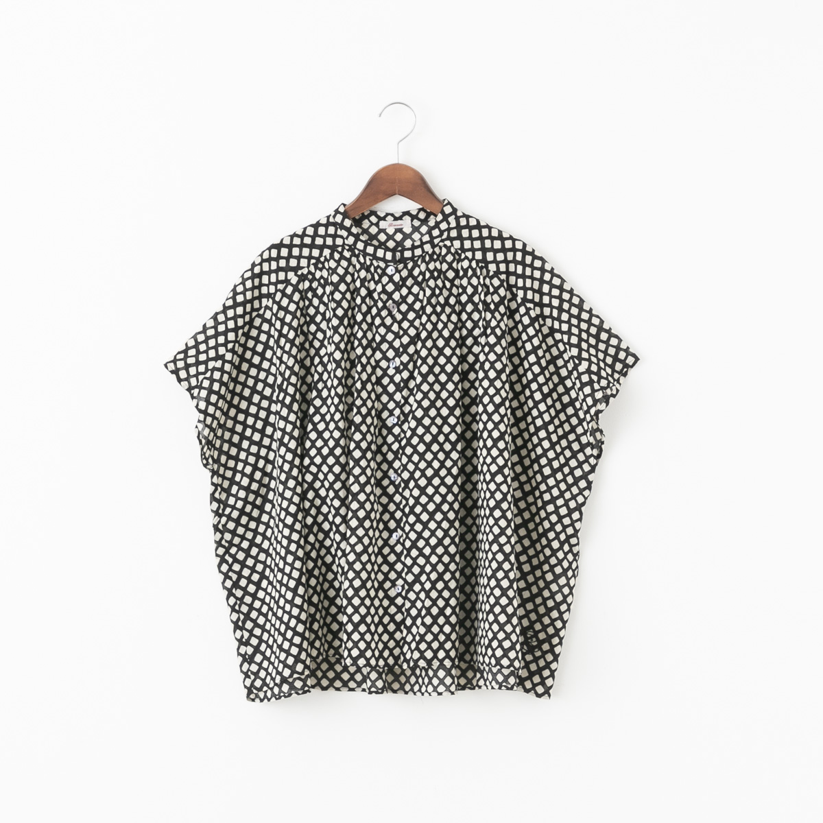 ドミンゴ ブロカント インド プリント フロンセ シャツ 36-323X メール便OK D.M.G Brocante チェック柄 綿の画像