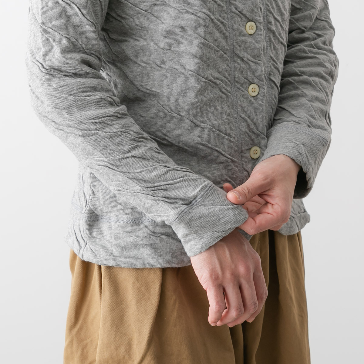 アルモニ もこもこ 接結 裾ラウンド カーディガン 綿 コットン 無地 シワ感 harmonie 6590145 harmonie アルモニ もこもこ 接結 裾ラウンド カーディガン 綿