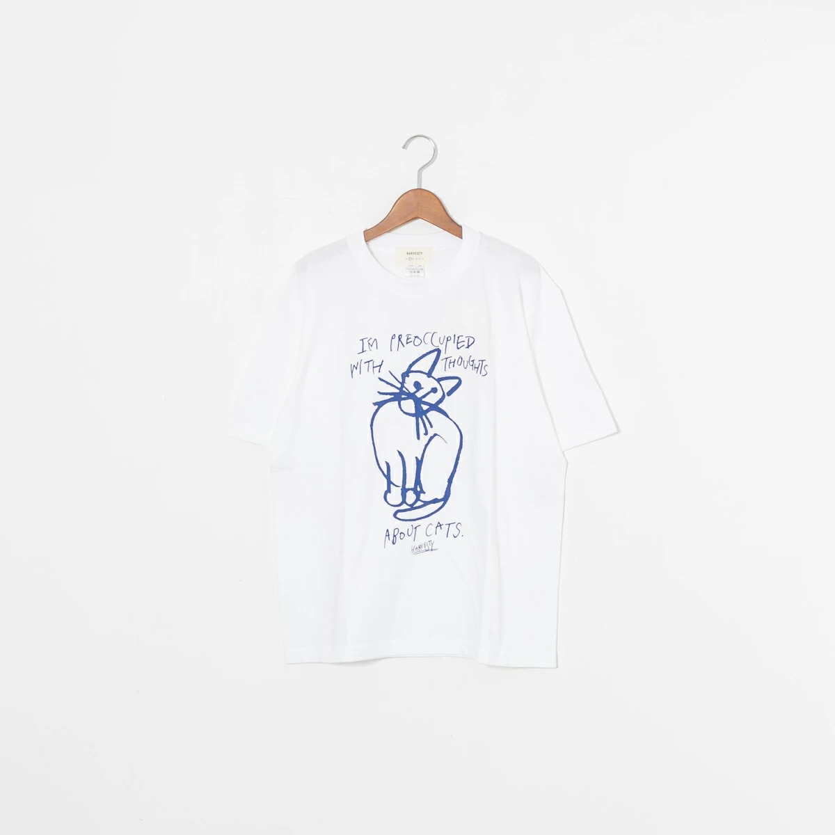 ハーベスティ プリント Tシャツ 2種 A52610 CAT A52611 UNCLE メール便OK HARVESTY 黒 白 猫 半袖 春夏 カジュアル イラストの画像