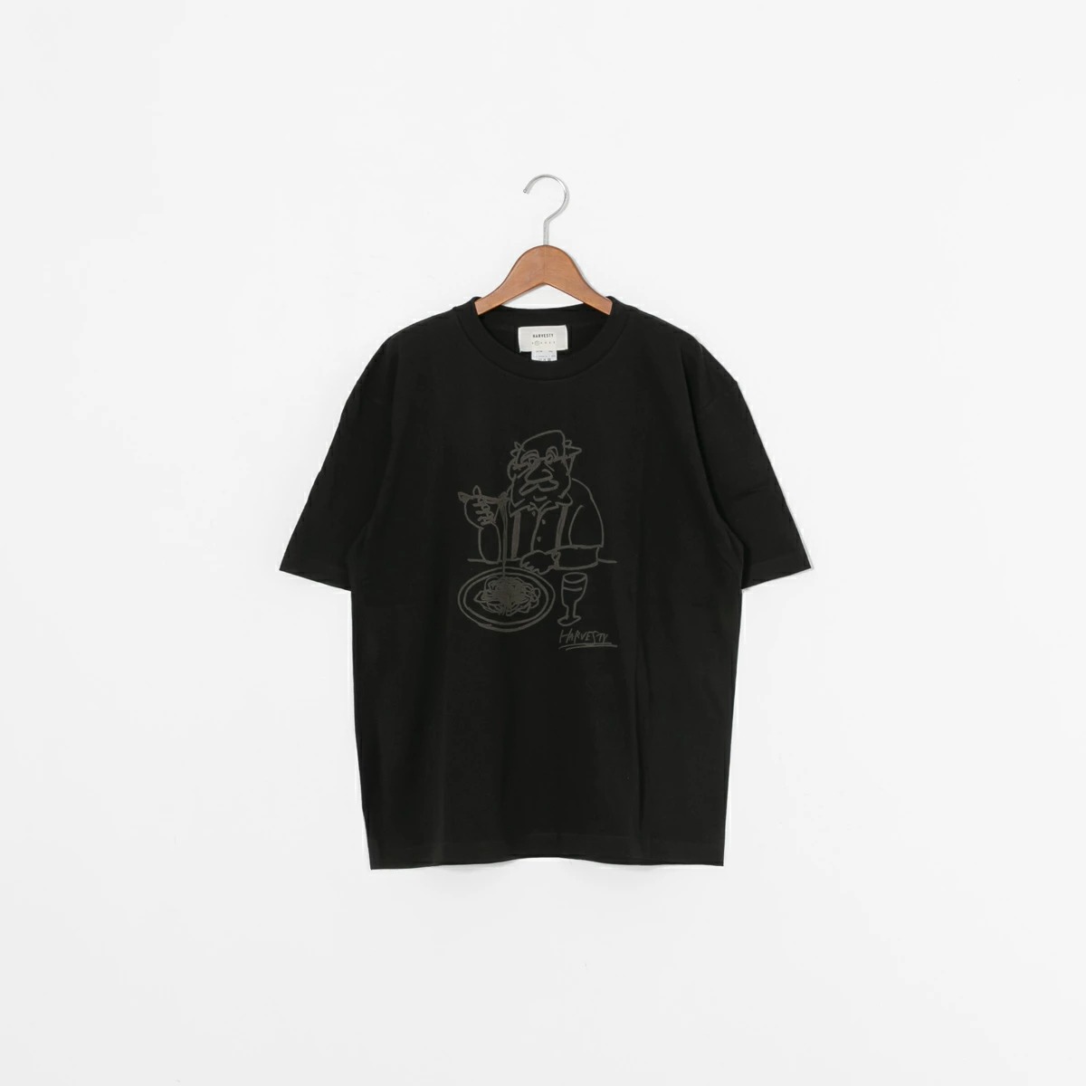 ハーベスティ プリント Tシャツ 2種 A52610 CAT A52611 UNCLE メール便OK HARVESTY 黒 白 猫 半袖 春夏 カジュアル イラストの画像
